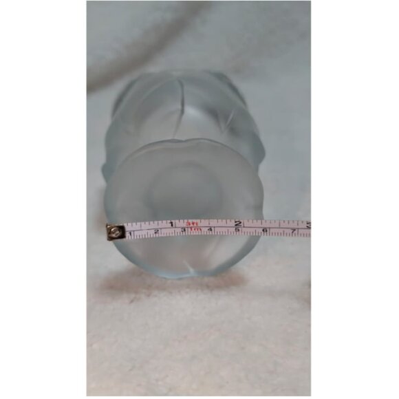 MCM Vintage Viking Glass Clear Frosted Cabbage Leaf Swung Vase 12" - Picture 7 of 8